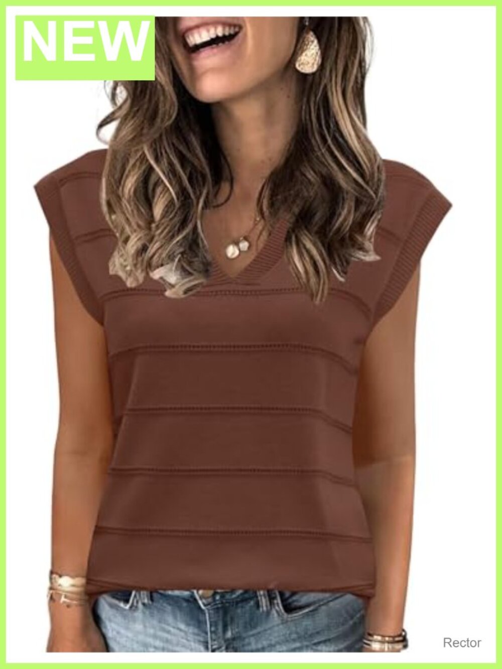 Women's Sleeveless Knitted V Neck Cap Sleeve Sweater Vest Pullover Tank Top